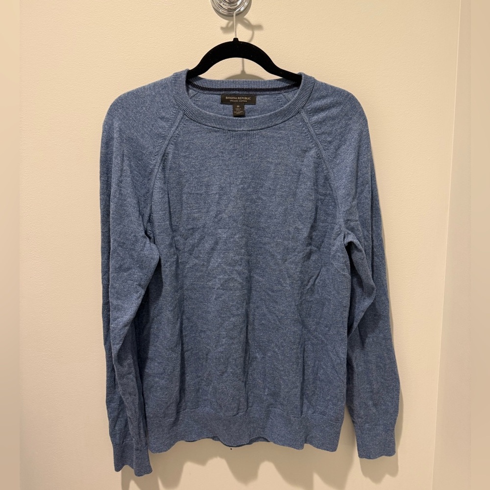 Banana Republic 100% Organic Cotton Heather Blue Sweater